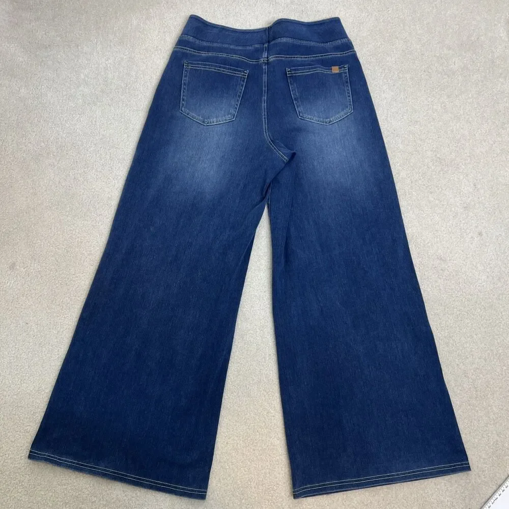 Halara Women’s L Wide Leg High Rise Pull On Elastic Waistband Denim Jeans/Pants